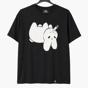 Kidrobot Smoking Bunny Graphic Tee Small Black Streetwear Rabbit T Shirt